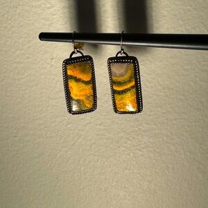 Yellow jasper sterling silver earrings